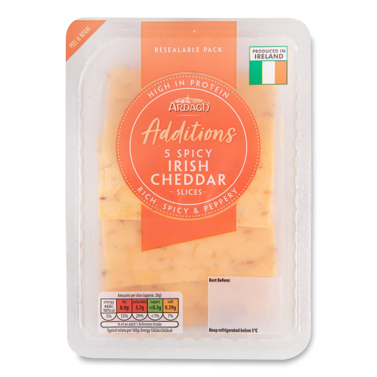 Spicy Irish Cheddar Slices 140g 5 Pack Ardagh